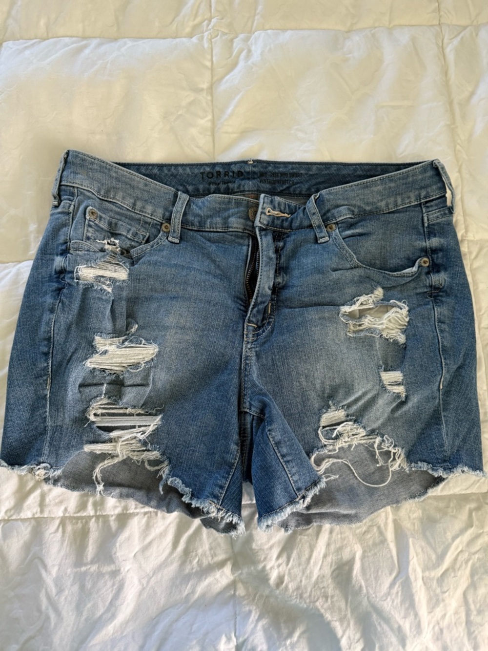 torrid Light Blue Distressed Denim Cutoff Shorts